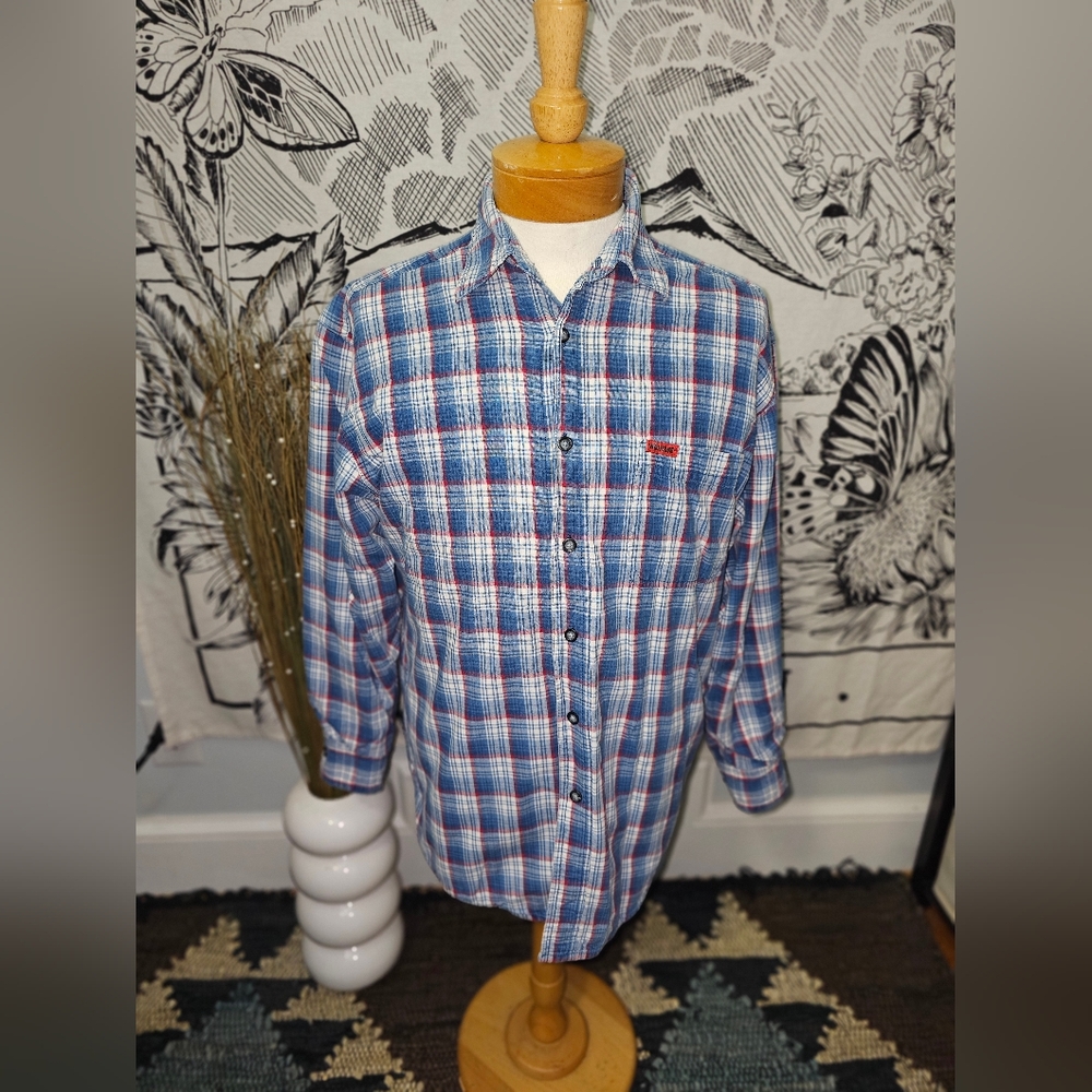Wolverine Lined Shirt Men's M Cotton Blend Plaid Long Sleeve Button Up Shacket